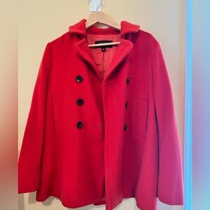 Ann Taylor Red Wool Peacoat Petite Small